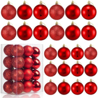 24 Count Small Red Christmas Ornaments Balls Mini Red Ornaments for Mini Christmas Tree Small Shatterproof Christmas Tree Ornaments Balls Xmas Party Decorations 1.2 Inch