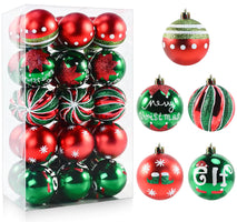 30PCS Christmas Ball Ornaments - 2.36 Inch Red Green Christmas Balls Shatterproof Christmas Tree Hanging Ball Ornaments Decorations for Xmas Trees