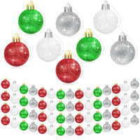 60Pcs Mini Christmas Balls Christmas Tree Decoration Ornaments Shatterproof Glitter Christmas Hanging Balls for Christmas Tree Party Indoor Outdoor Decoration(GreenRedWhiteSilver 1inch-60pcs)