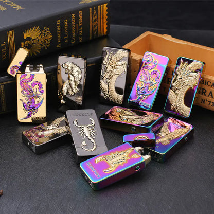 3D Relief USB Rechargeable Dual Arc Lighter