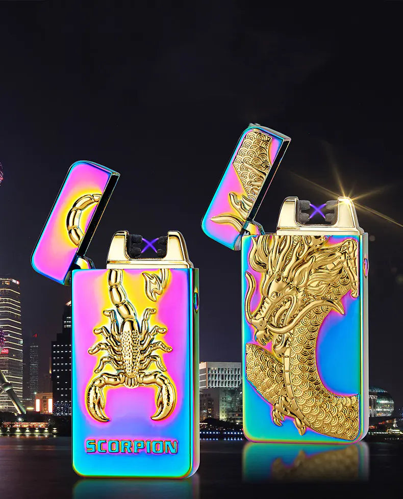 3D Relief USB Rechargeable Dual Arc Lighter