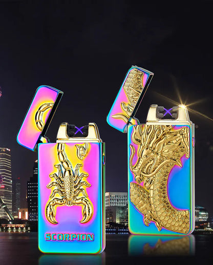 3D Relief USB Rechargeable Dual Arc Lighter