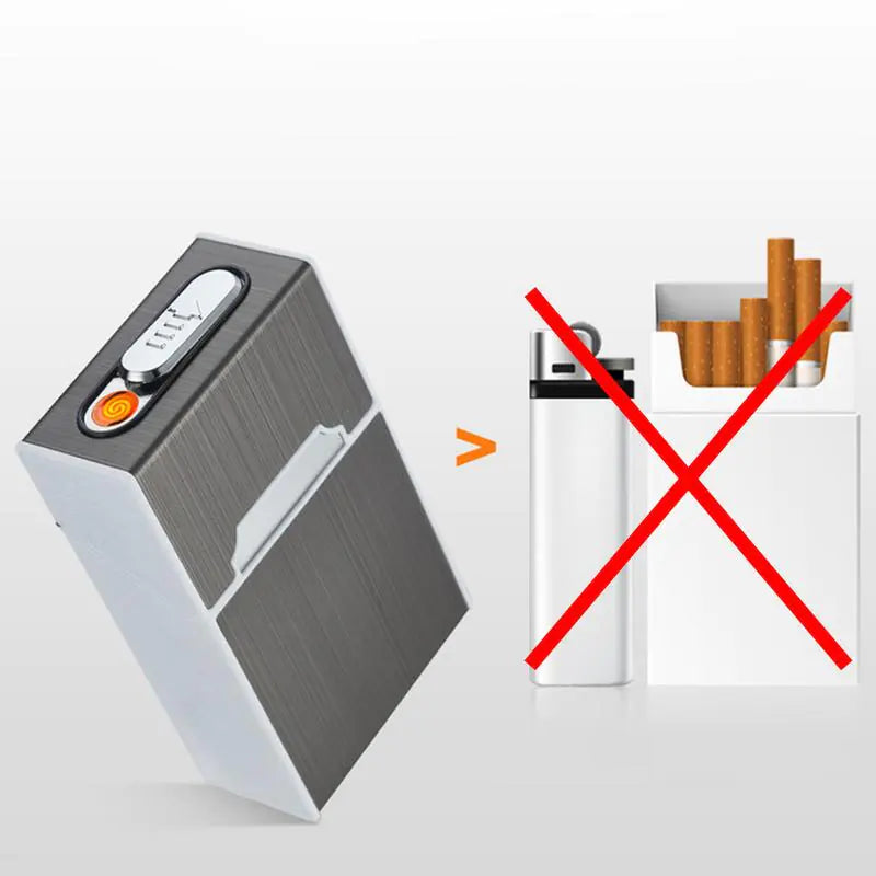 USB Rechargeable Metal Cigarette Case for 20 Cigarettes