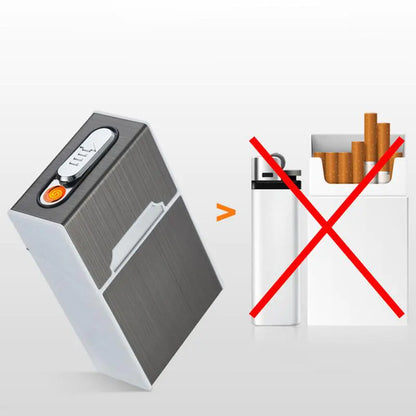 USB Rechargeable Metal Cigarette Case for 20 Cigarettes
