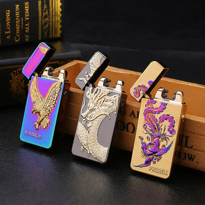 3D Relief USB Rechargeable Dual Arc Lighter