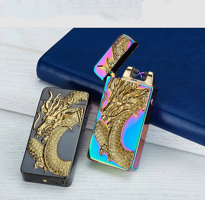 3D Relief USB Rechargeable Dual Arc Lighter