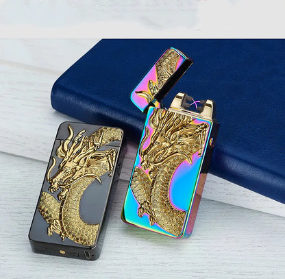 3D Relief USB Rechargeable Dual Arc Lighter
