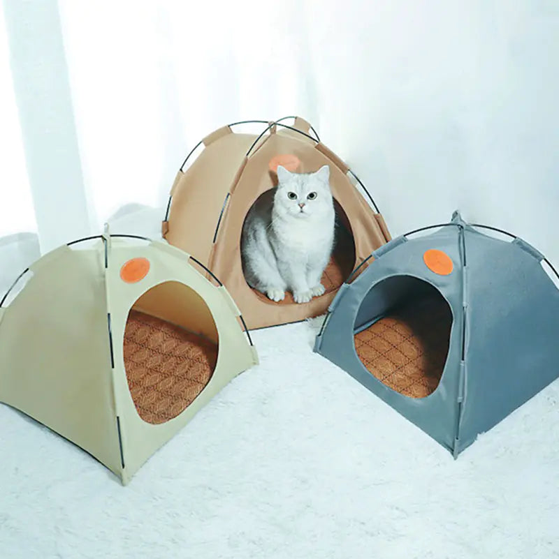 Indoor Cat Tent with Cushion for Cozy Camping Bed