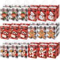Aviski 36PCS Christmas Gift Bags Assorted Styles Bags Xmas Kraft Paper Bags with Handles Christmas Goodie Bags with Christmas Prints for Xmas Gift Wrapping Christmas Party Supplies