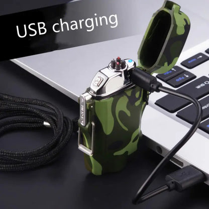Outdoor Dual Arc Lighter with Flashlight and USB Charge