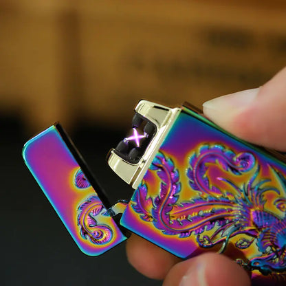3D Relief USB Rechargeable Dual Arc Lighter