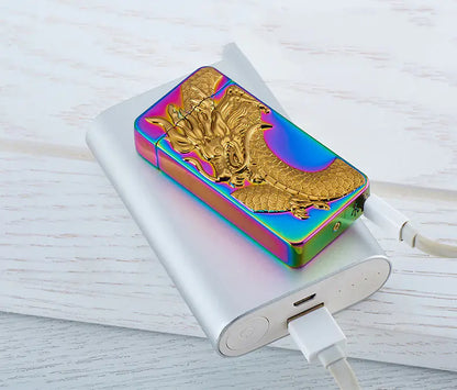 3D Relief USB Rechargeable Dual Arc Lighter