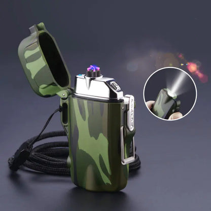 Outdoor Dual Arc Lighter with Flashlight and USB Charge